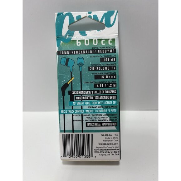 Wicked Audio Headphone with Mic and Track Control, 4ft Wire - NEW - Picture 3 of 3